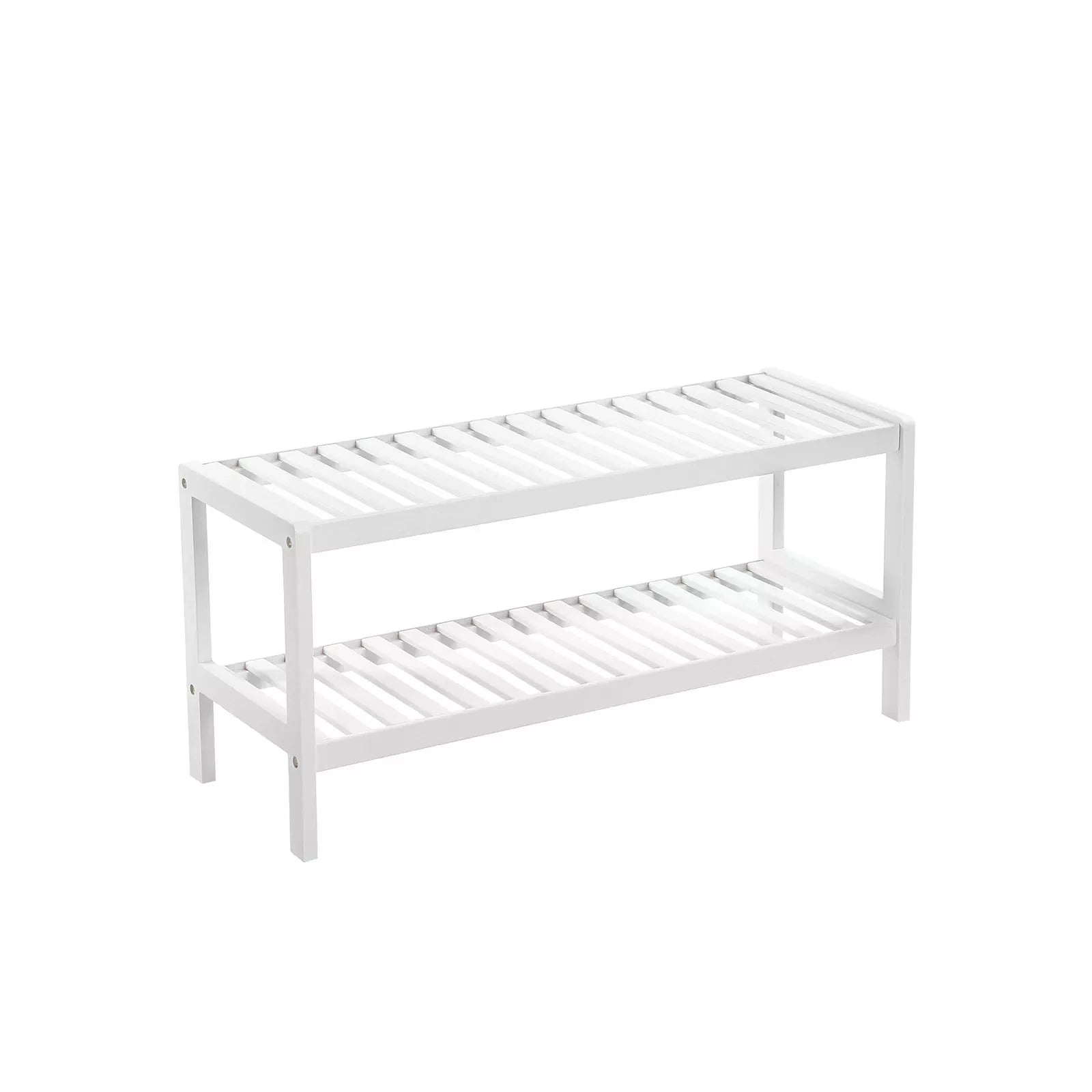 In And OutdoorMatch Schoenenbank Werner - Hout wit 2 laags - Opbergruimte - Halbank - 70x26x33cm shoe rack