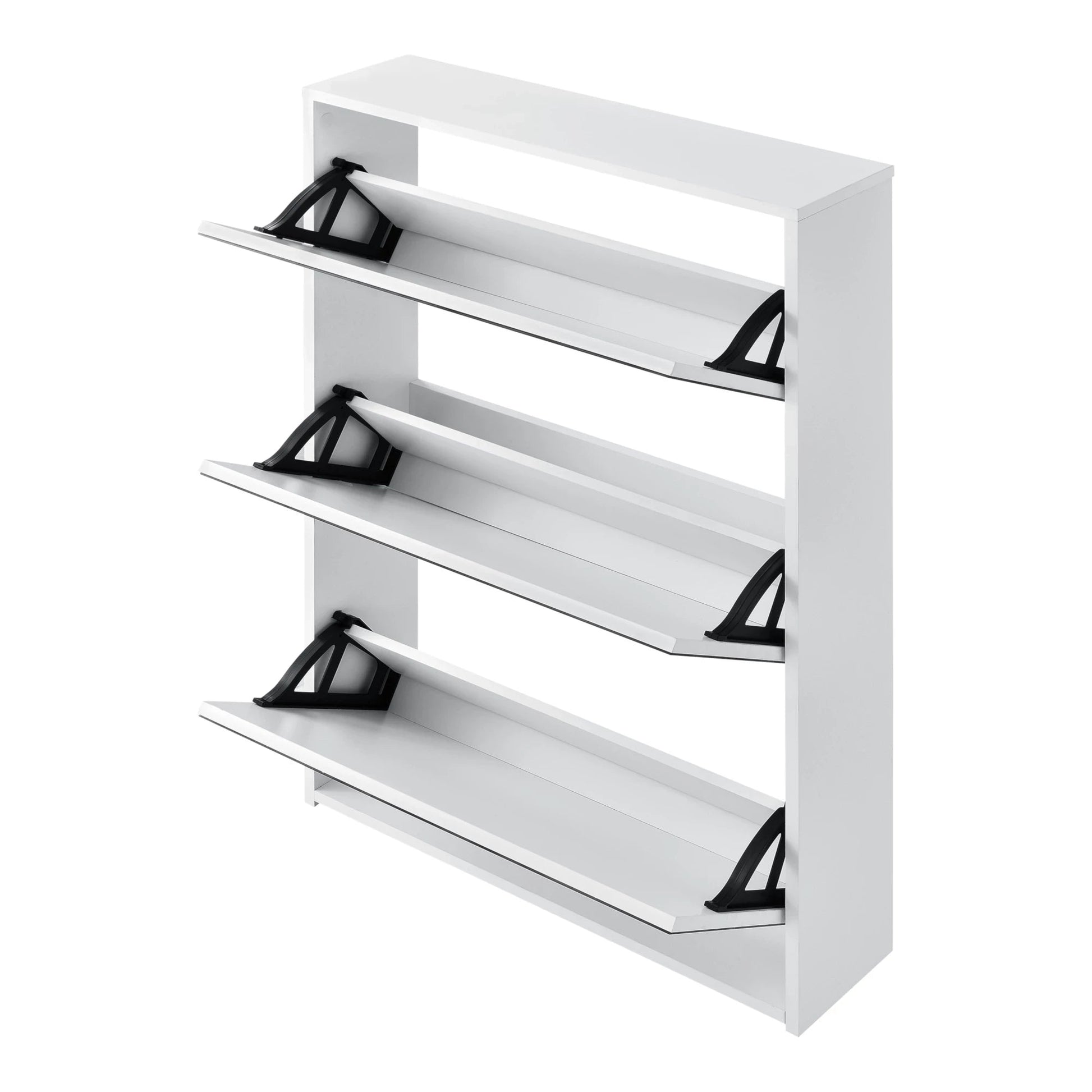 In And OutdoorMatch Schoenenkast Dan - Met Spiegels - Met 3 Vouwdeuren - 102,5x63x17 cm - Wit - Spaanplaat shoe rack