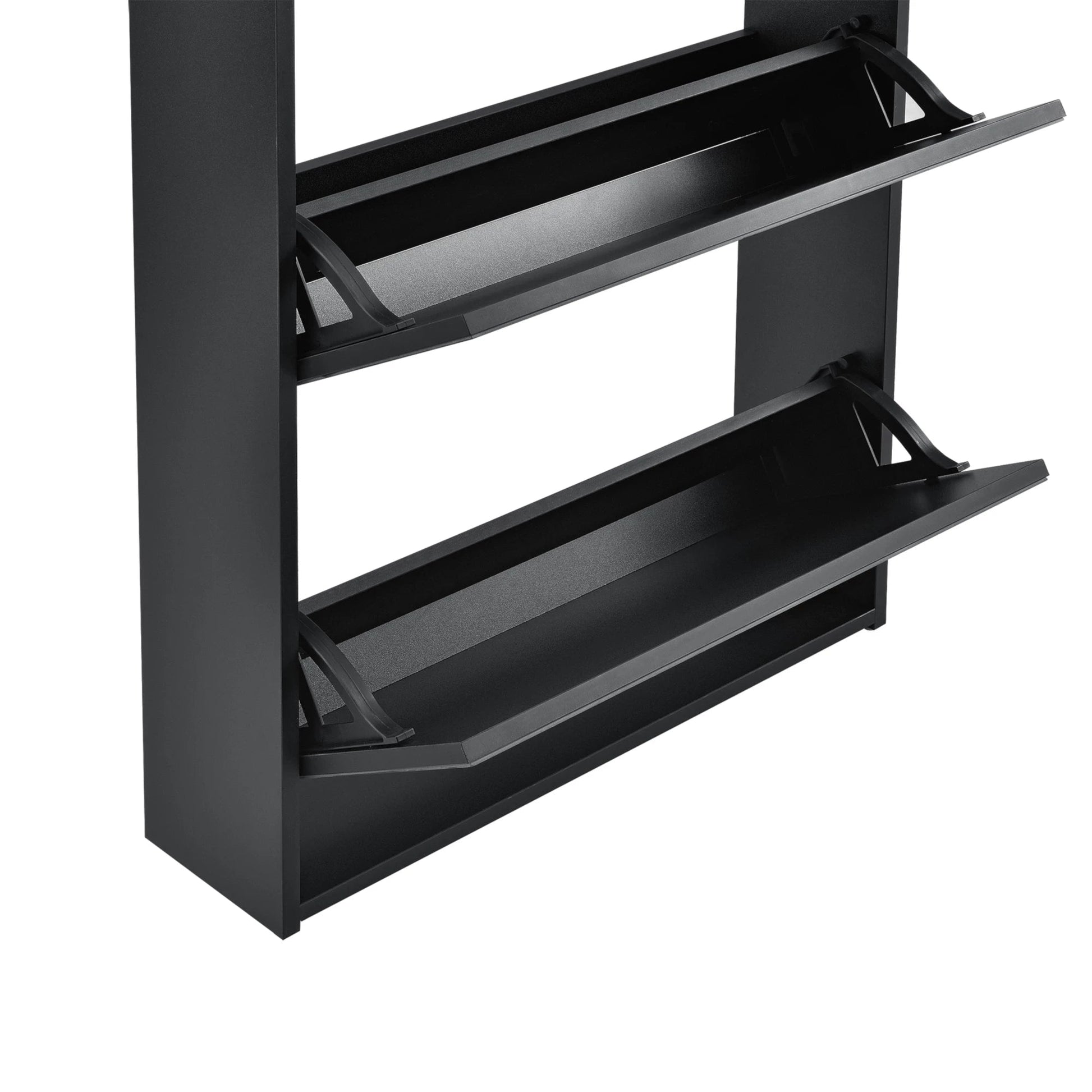 In And OutdoorMatch Schoenenkast Deion - Met Spiegels - Met 2 Vouwdeuren - 67x63x17 cm - Zwart - Spaanplaat shoe rack