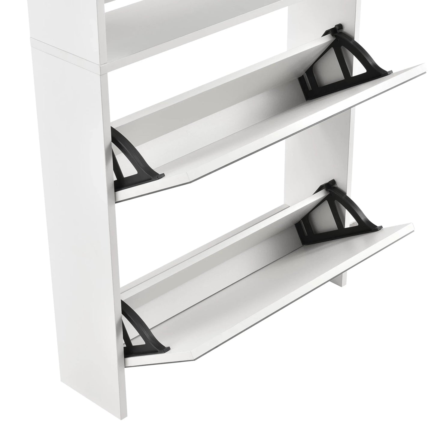 In And OutdoorMatch Schoenenkast Jess - Met Spiegels - Met 4 Vouwdeuren - 134x63x17 cm - Wit - Spaanplaat shoe rack