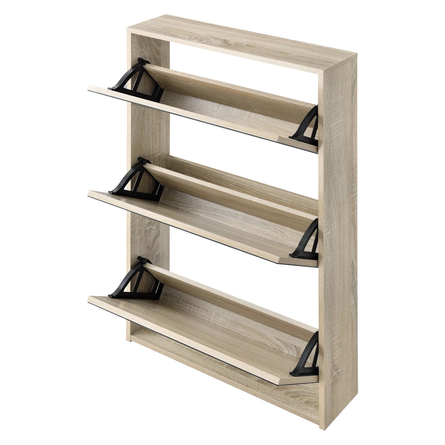 In And OutdoorMatch Schoenenkast Luna - Met Spiegels en 2 Vouwdeuren - 102,5x63x17 cm - Eikenkleurig - Spaanplaat - Stijlvol Design shoe rack