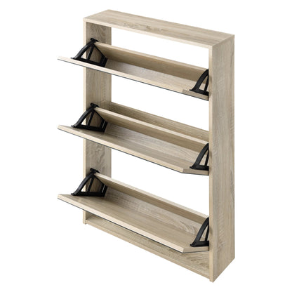 In And OutdoorMatch Schoenenkast Luna - Met Spiegels en 2 Vouwdeuren - 102,5x63x17 cm - Eikenkleurig - Spaanplaat - Stijlvol Design shoe rack