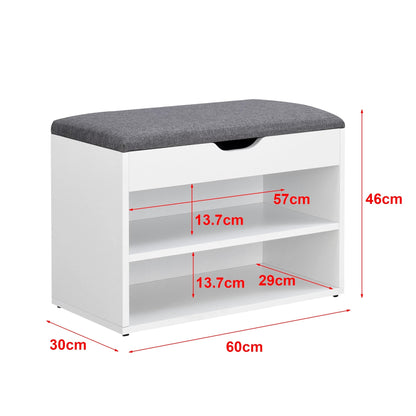 In And OutdoorMatch Schoenenkast Marques - 46x60x30 cm - Wit en Grijs - Spaanplaat en stof - Modern design shoe rack