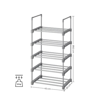 In And OutdoorMatch Schoenenrek Albie - Metalen Schoenenrek - Stapelbaar - Ruimtebesparend - Schoenenopberger - Multifunctioneel - Staande Plank - Voor Hal - Slaapkamer - Woonkamer - Grijs shoe rack