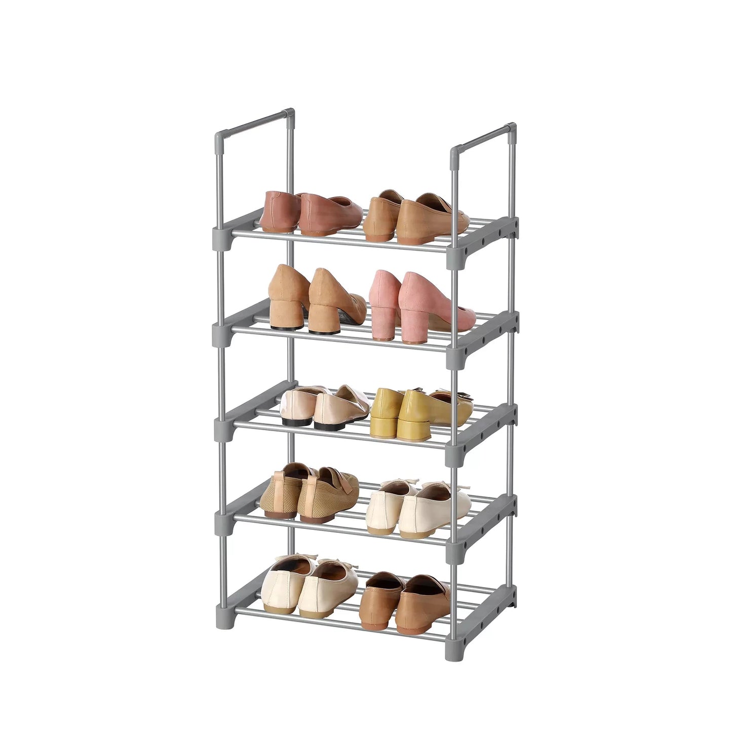 In And OutdoorMatch Schoenenrek Albie - Metalen Schoenenrek - Stapelbaar - Ruimtebesparend - Schoenenopberger - Multifunctioneel - Staande Plank - Voor Hal - Slaapkamer - Woonkamer - Grijs shoe rack