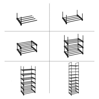 In And OutdoorMatch Schoenenrek Brock - Zwart - Schoenenkast - 10 Planken - 45x30x174cm shoe rack