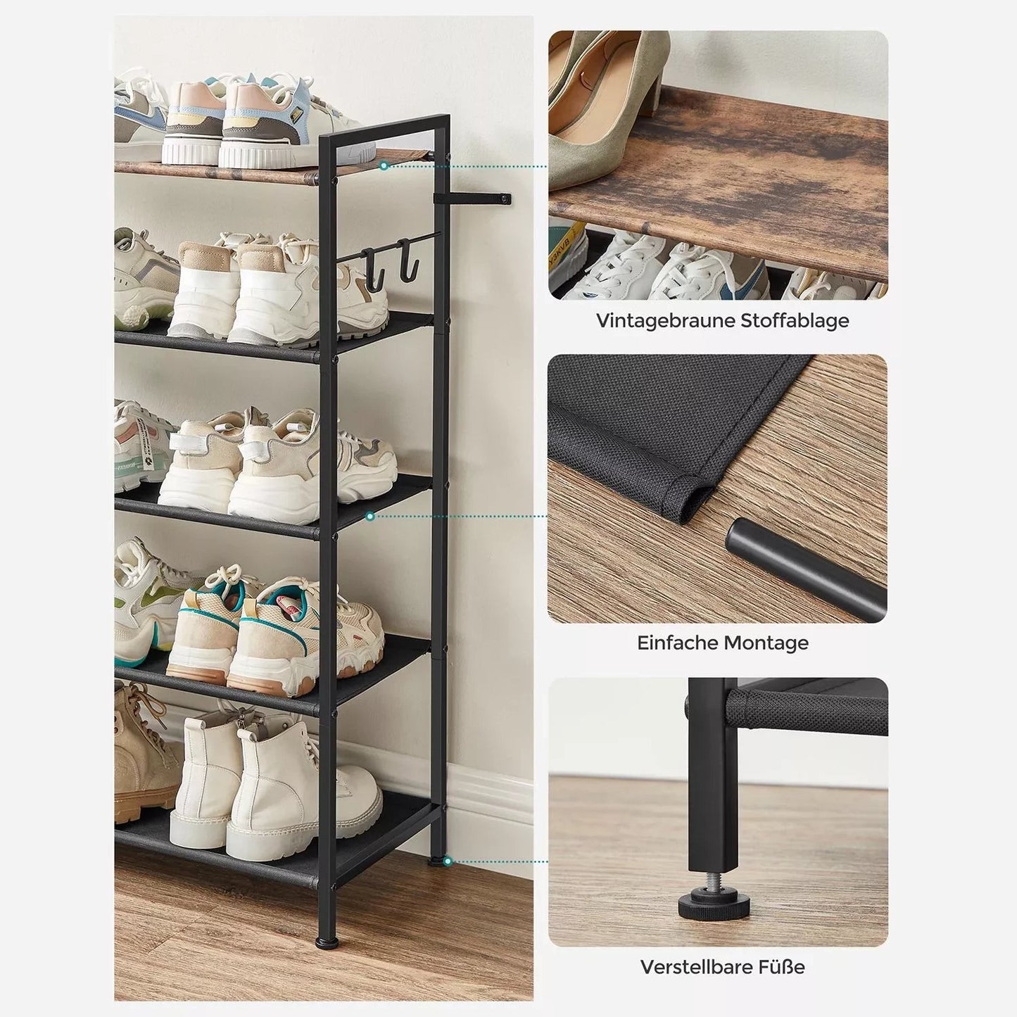 In And OutdoorMatch Schoenenrek Marisa - Metaal - 20-25 paar schoenen - Schoenenkast - 29x89x92cm shoe rack