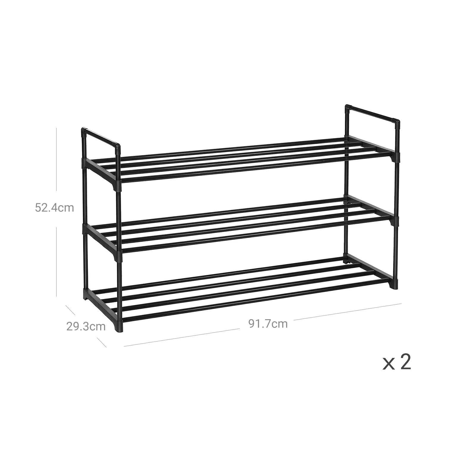 In And OutdoorMatch Schoenenrek Nash - Set van 2 Metaal - Schoenenkast - 24 paar schoenen - 92x30x53cm shoe rack