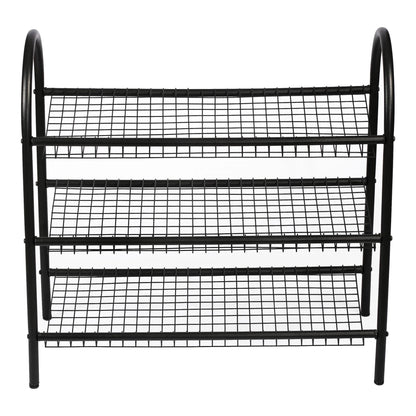 In And OutdoorMatch Schoenenrek Pori - Met 3 Planken - 69x68.5x32cm - Metaal - Zwart shoe rack