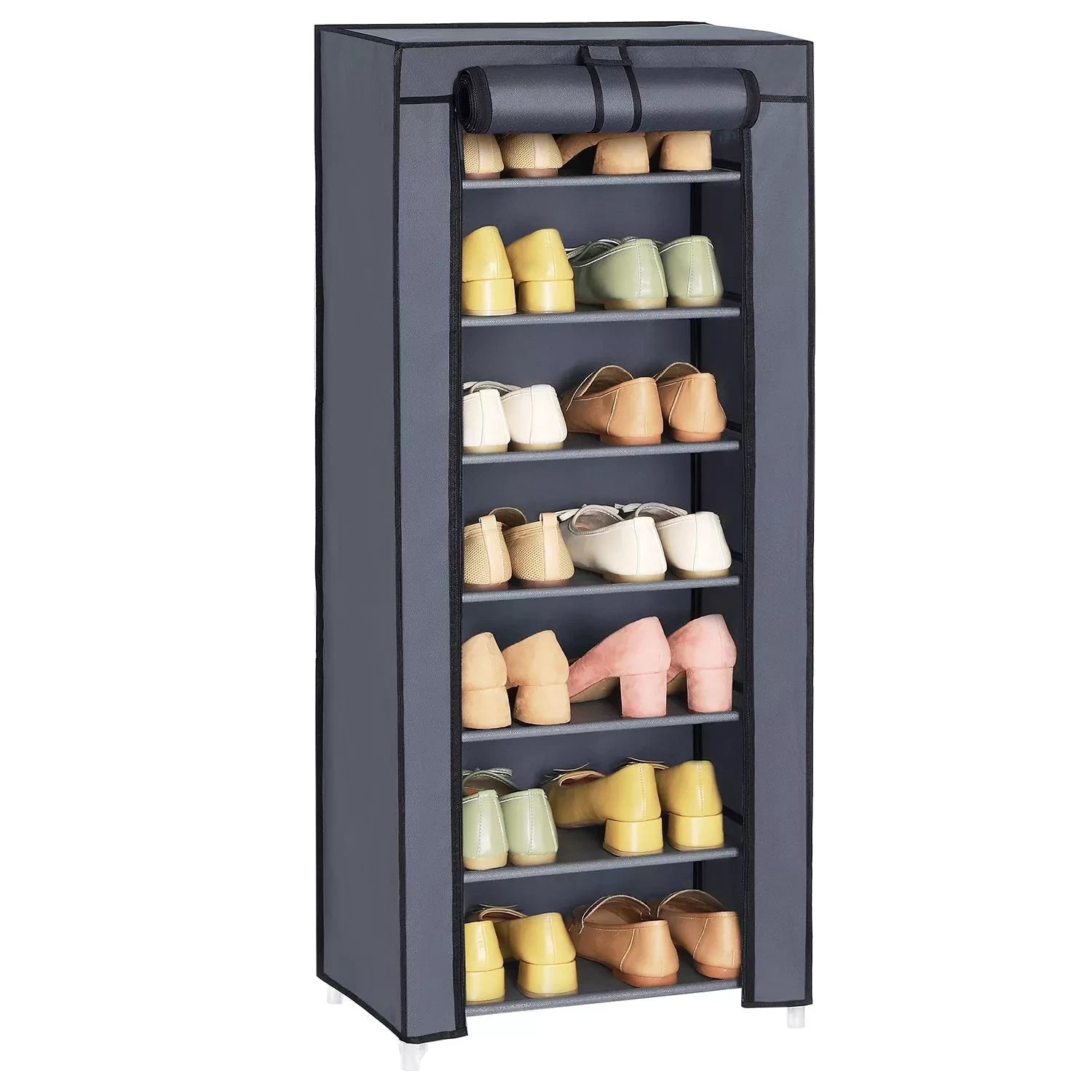 In And OutdoorMatch Schoenenrek Selmer - Met deur - 14 paar - Waterdicht - Schoenenkast - Stalen buizen - Stofvrij - 46x28x126cm shoe rack