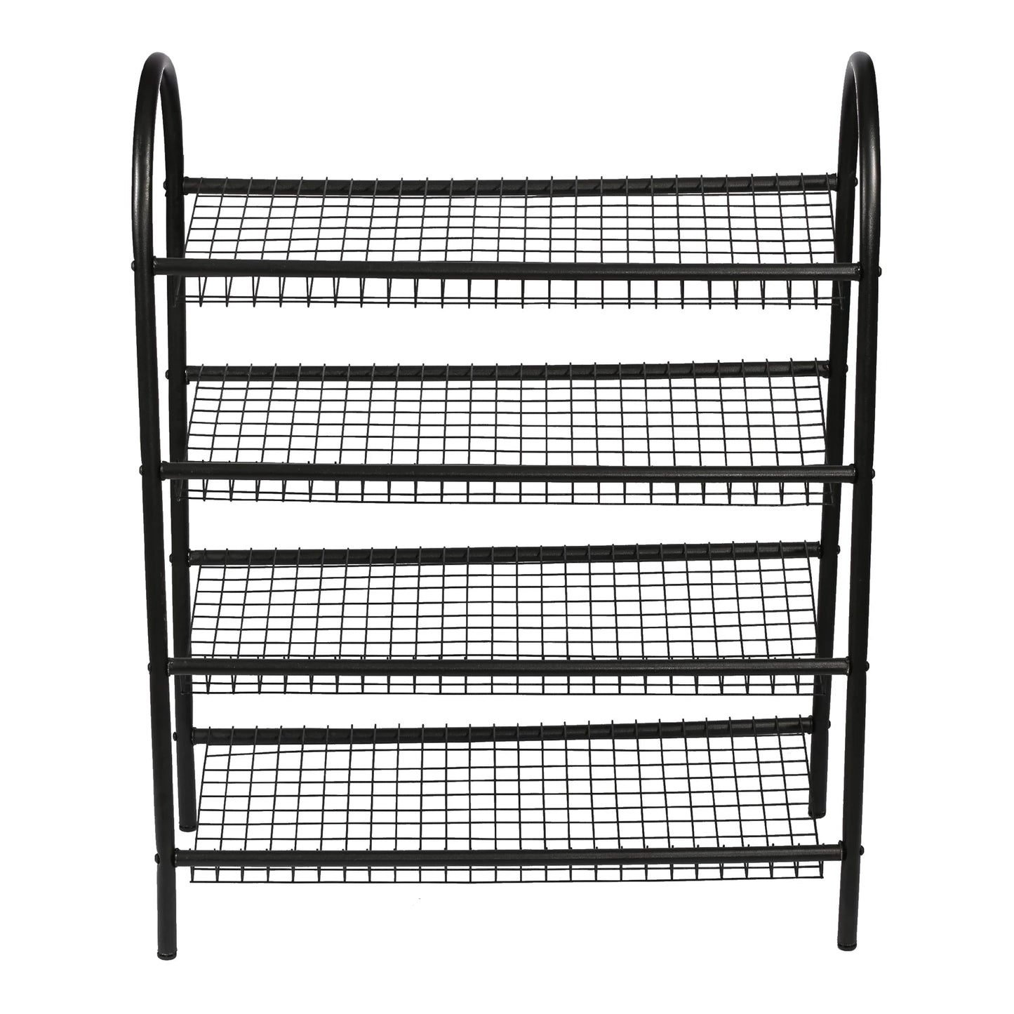 In And OutdoorMatch Schoenenrek Stey - Met 4 Planken - 88x68.5x32cm - Metaal - Zwart - Decoratief Design shoe rack