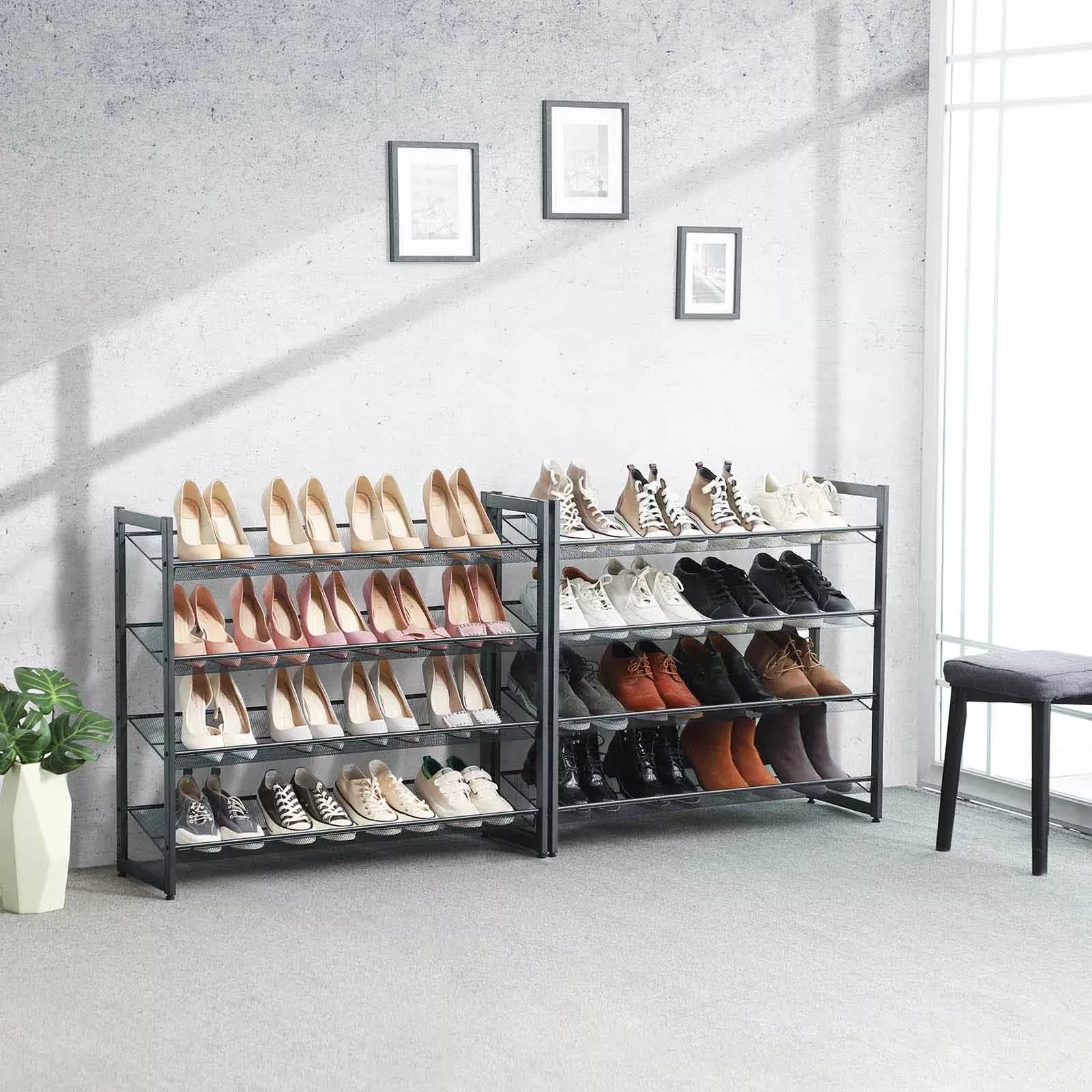 In And OutdoorMatch Schoenenrek metaal Vito - Hoogte 163,5 cm - 32 tot 40 paar schoenen - Schoenenkast shoe rack