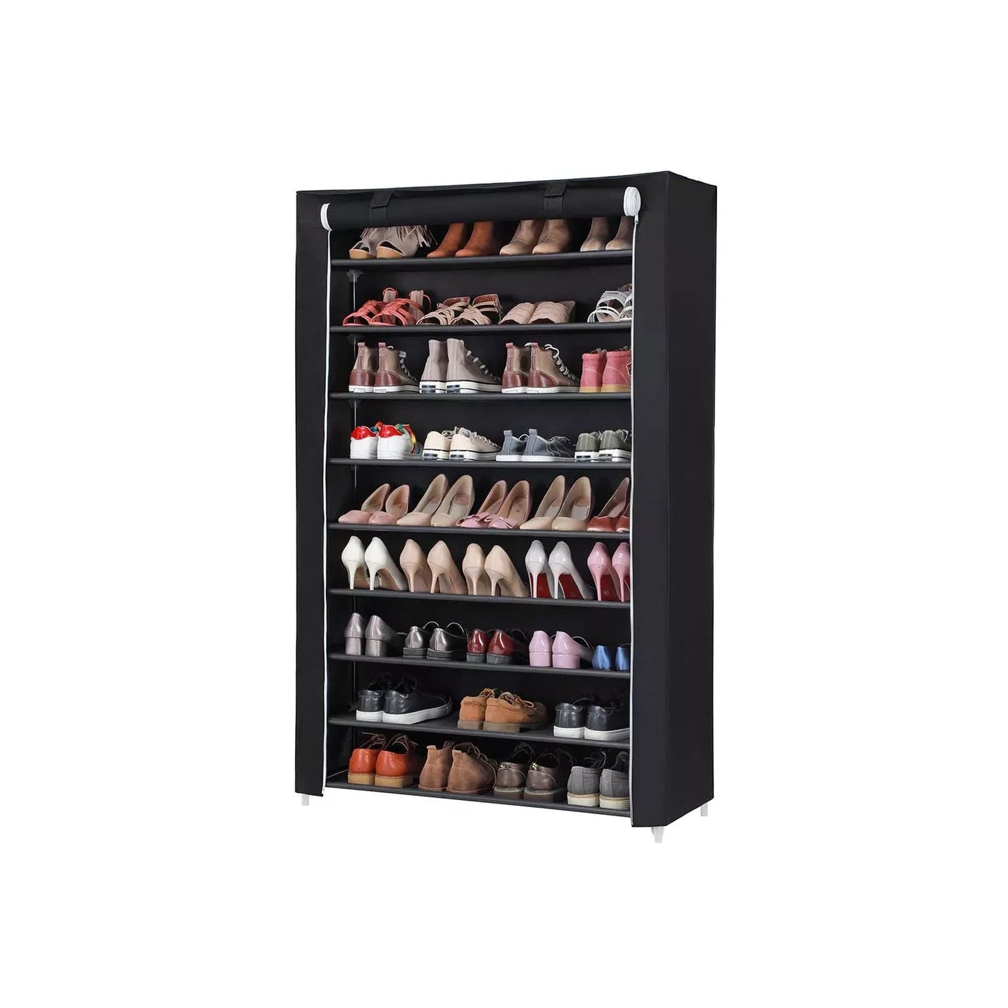 In And OutdoorMatch Schoenenrek opvouwbaar Rix - Zwart - Opbergrek - Schoenenkast - Hoogte 162cm shoe rack