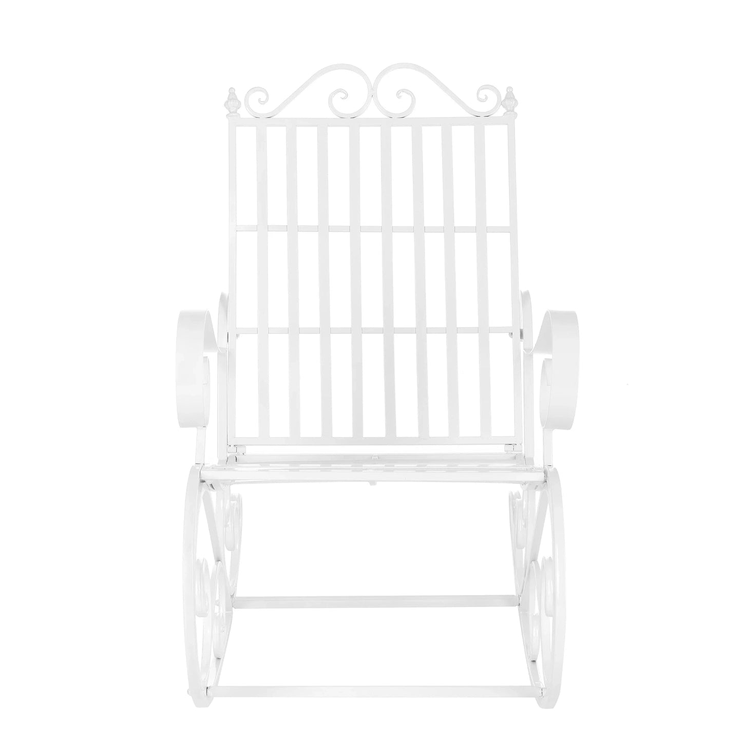 In And OutdoorMatch Schommelstoel Ariane - Metaal - 92x59x90 cm - Wit - Weerbestendig - Stabiel Mental Swing Bench - Klassiek Design Garden Chair