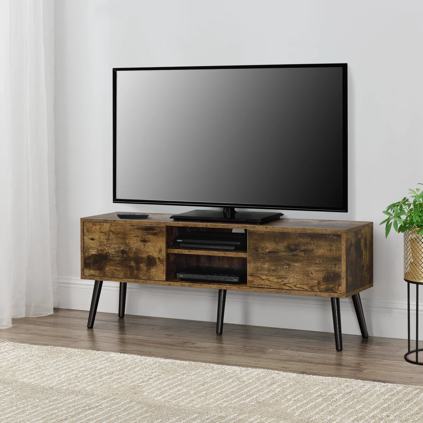 In And OutdoorMatch Sierra-meubel Mari - 120x29,5x46,5 cm - Houtkleur donker - Spaanplaat en Hout - Stijlvol design TV cabinet