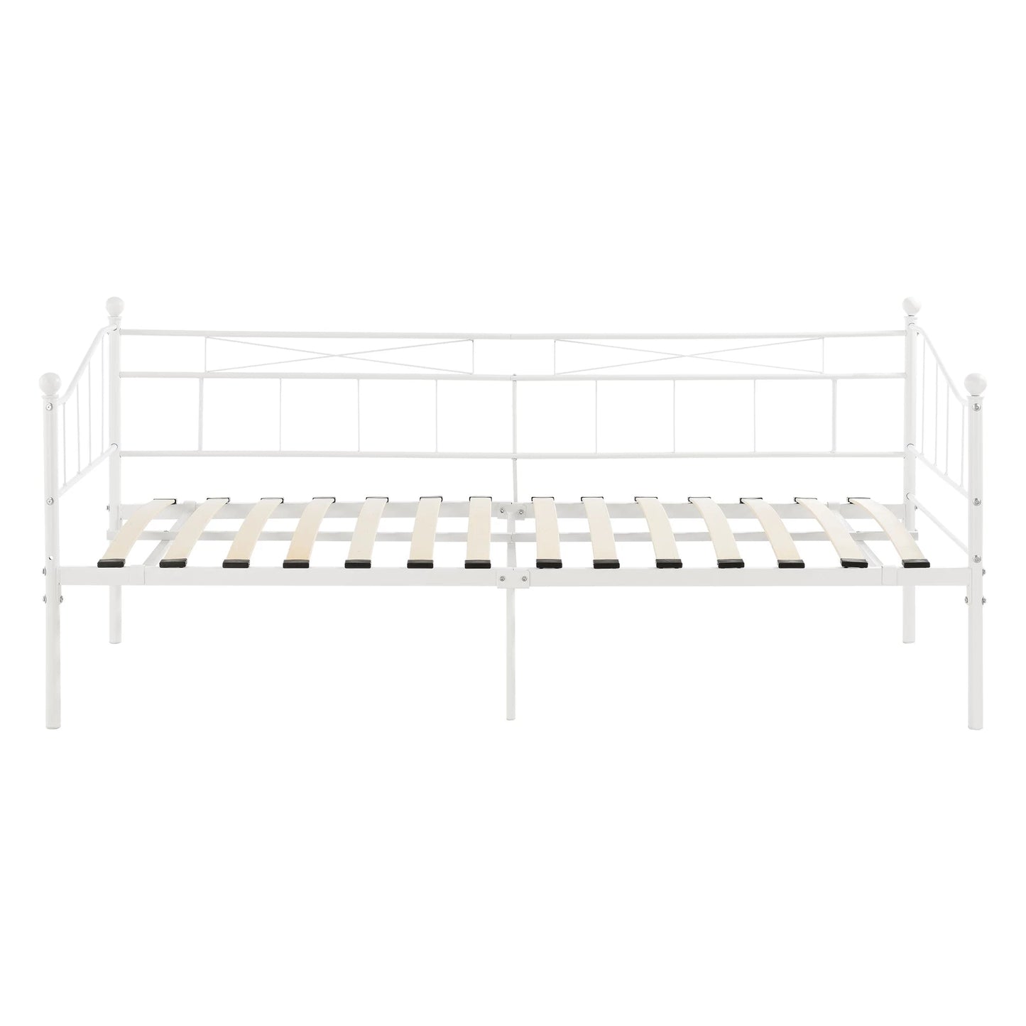 In And OutdoorMatch Slaapbank Jairo - Eenpersoonsbed - 90x200 cm - Wit - Staal - Modern design Eén persoon slapen