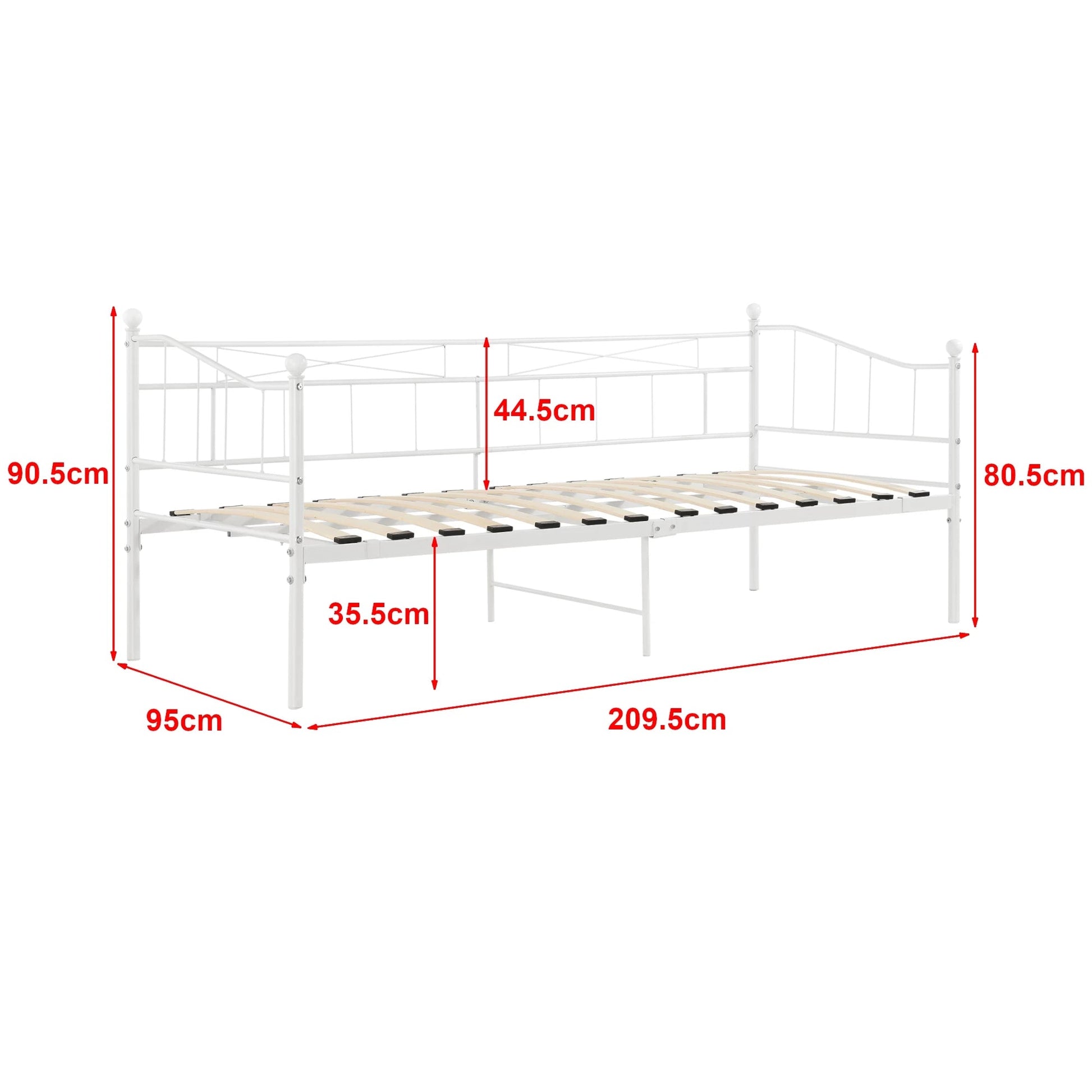 In And OutdoorMatch Slaapbank Jairo - Eenpersoonsbed - 90x200 cm - Wit - Staal - Modern design Eén persoon slapen