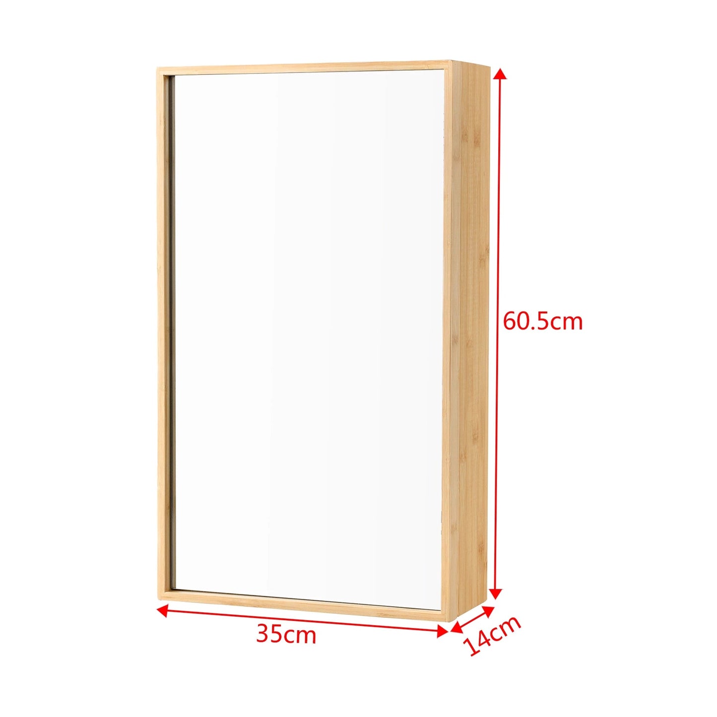 In And OutdoorMatch Spiegelkast Cortez - Bamboe en Glas - 60,5x35x14 cm - Houtkleur - Stijlvol design Mirror cabinet