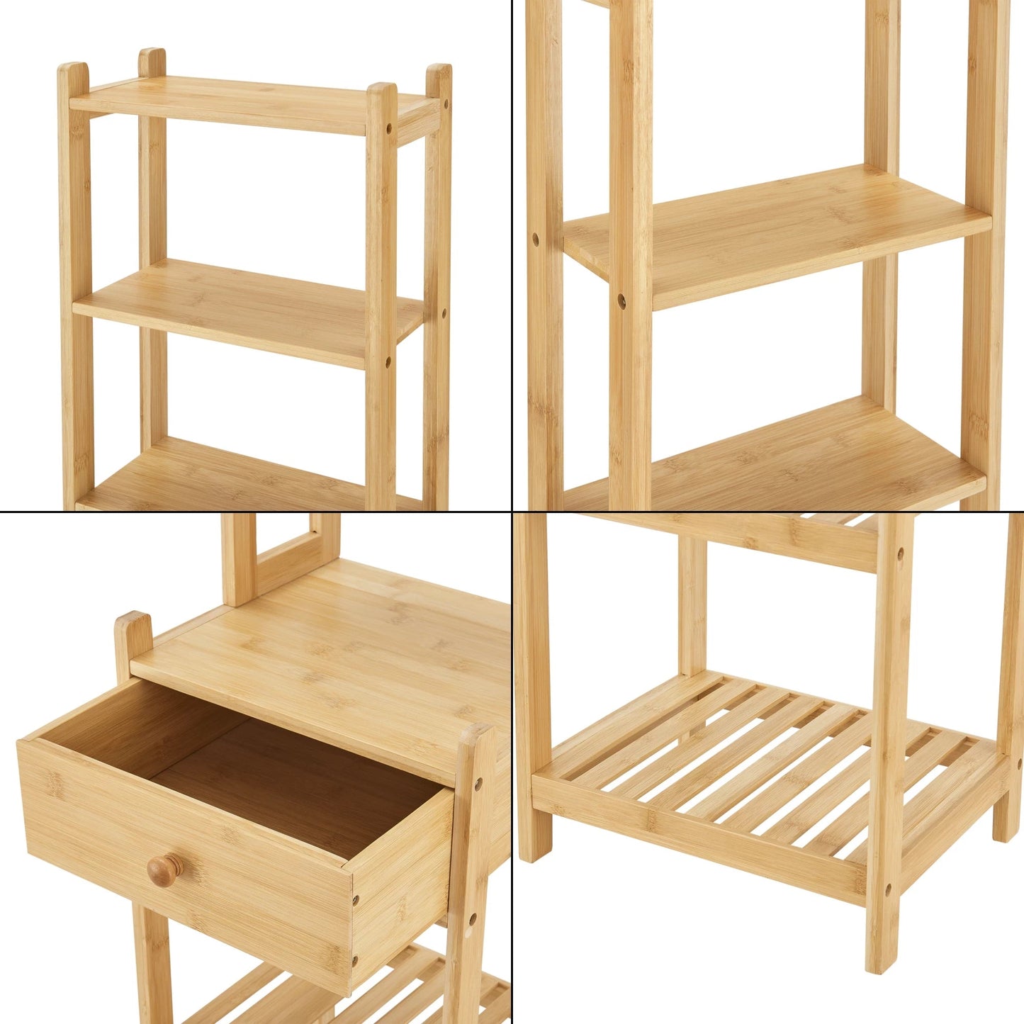 In And OutdoorMatch Staande Rek Cleta - Bamboe - 163x33x28 cm - Houtkleurig - Planken kitchen rack