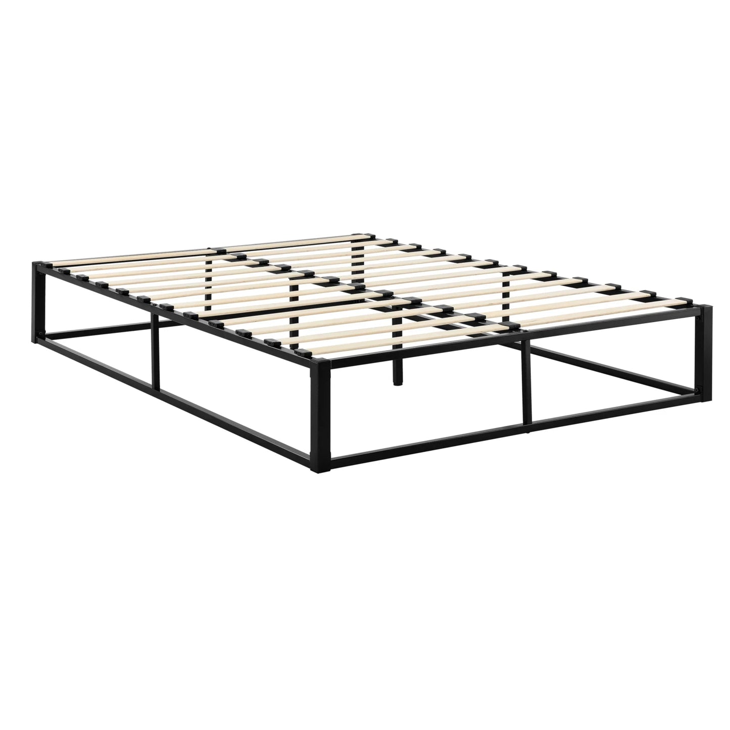 In And OutdoorMatch Stalen Bed Bello - Met Bedbodem - Incl. matras - Zwart - 200x140cm - Stalen frame gepoedercoat bed twee personen