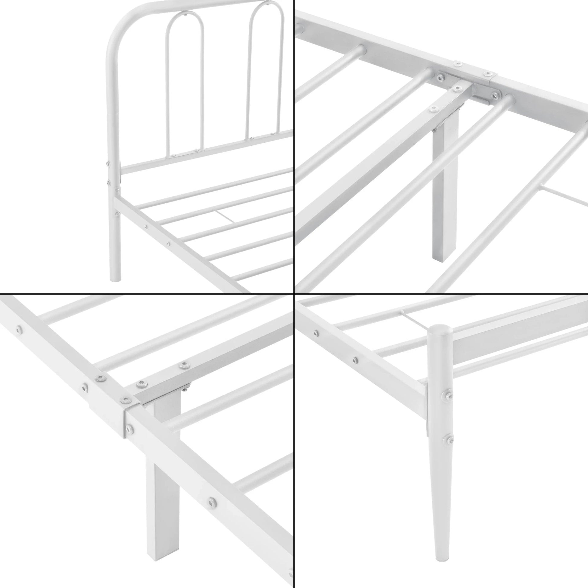 In And OutdoorMatch Stalen Bed Ora - Bedframe - Met bedbodem - 90x200 cm - Wit - Modern design Bedframe