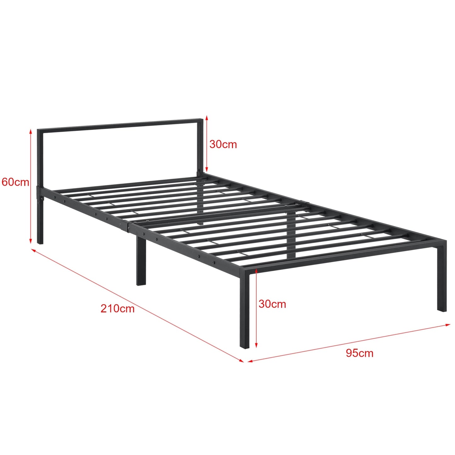 In And OutdoorMatch Stalen bed Carole - Bedframe - Met bedbodem - 90x200 cm - Zwart - Modern design Bedframe