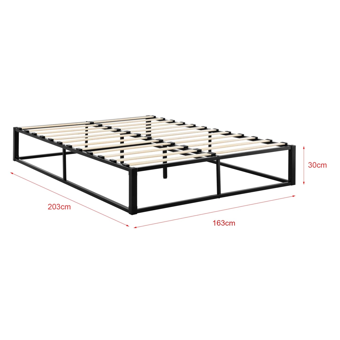 In And OutdoorMatch Stalen bed Forrest - Met lattenbodem - 160x200 cm - Zwart - Modern design Bedframe