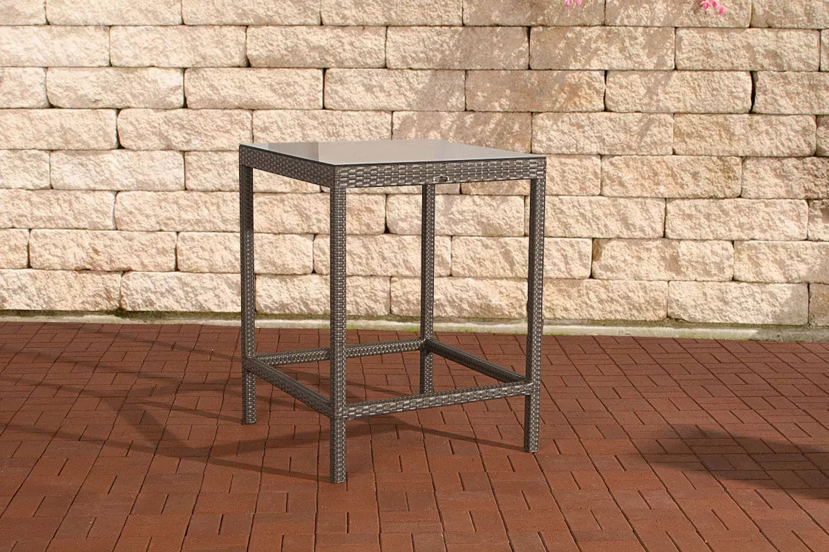 In And OutdoorMatch Statafel Issac - Vierkant - Bartafel voor Binnen & Buiten - Wicker/glas - Feesttafel - Grijs - 84x84x110cm Bar table