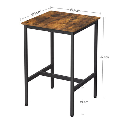 In And OutdoorMatch Statafel Joshua - Bartafel Rustiek Bruin met extra versteviging in de hoeken - Metaal - 60x60x92cm Bar table