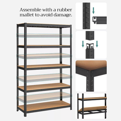 In And OutdoorMatch Stellingkast Fidel - 60x120x200cm - Set van 2 - Opbergrek - Metaal - 875 kg draagvermogen - 5 Verstelbare lagen storage rack