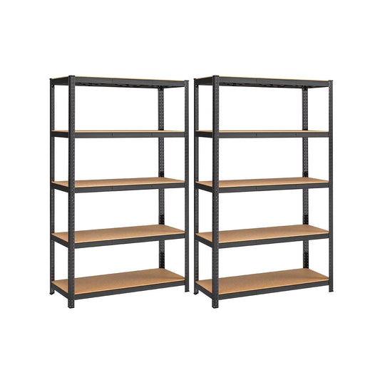 In And OutdoorMatch Stellingkast Fidel - 60x120x200cm - Set van 2 - Opbergrek - Metaal - 875 kg draagvermogen - 5 Verstelbare lagen storage rack