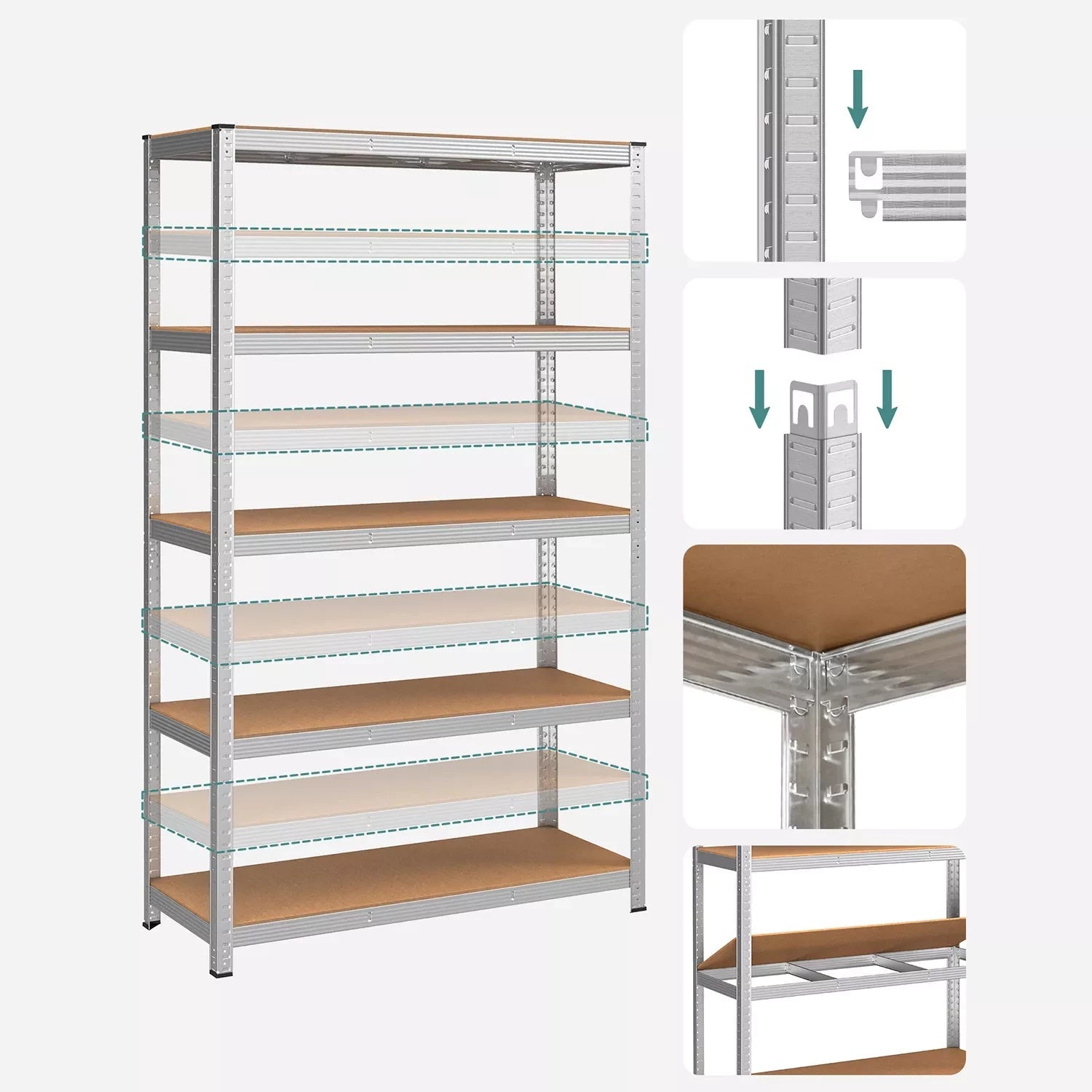 In And OutdoorMatch Stellingkast Jewel - 60x120x200cm - Set van 2 - Opbergrek - Metaal - 875 kg draagvermogen - 5 Verstelbare lagen storage rack