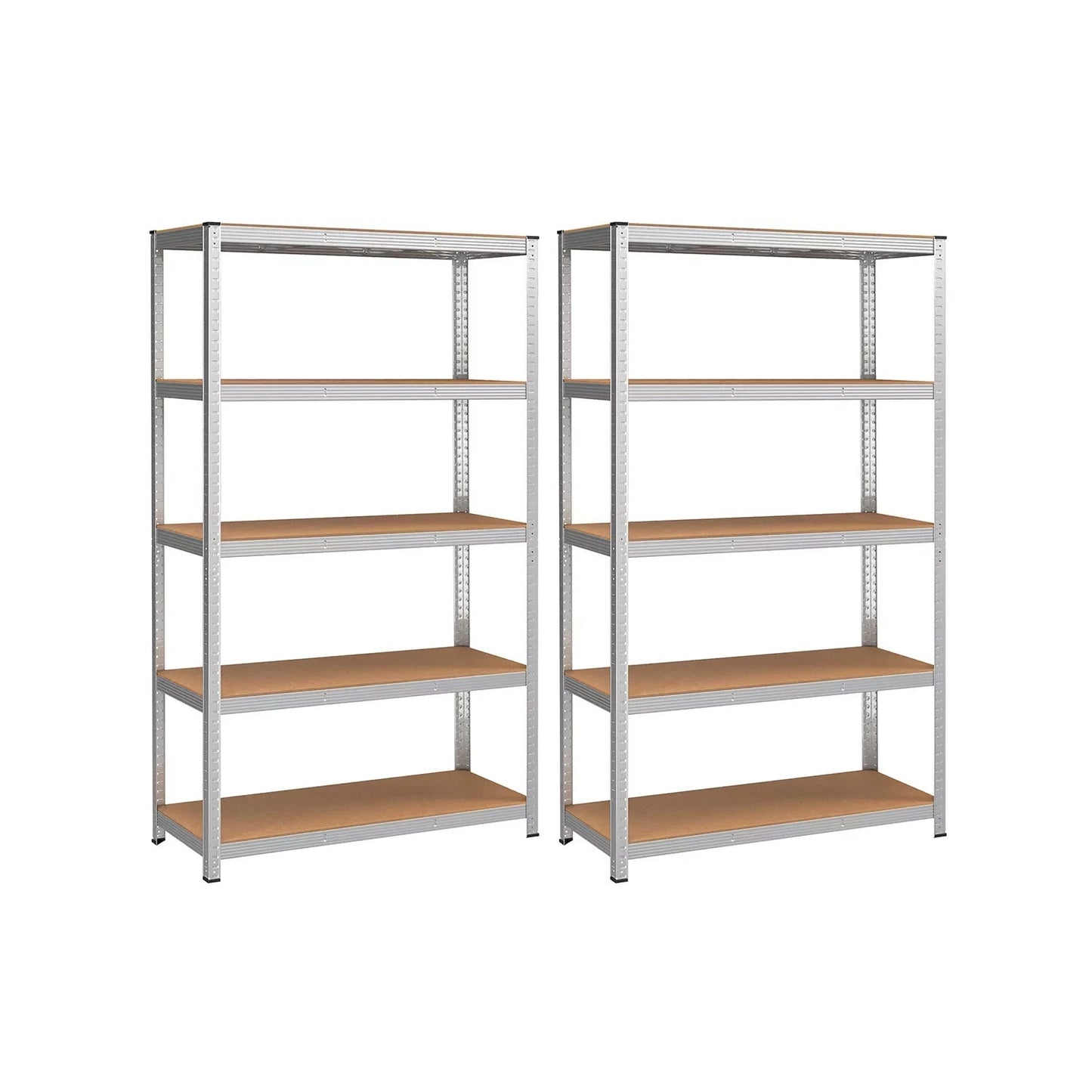 In And OutdoorMatch Stellingkast Jewel - 60x120x200cm - Set van 2 - Opbergrek - Metaal - 875 kg draagvermogen - 5 Verstelbare lagen storage rack