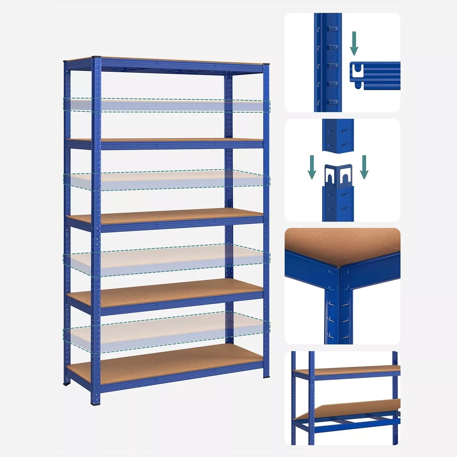 In And OutdoorMatch Stellingkast Kristofer - 60x120x200cm - Set van 2 - Opbergrek - Metaal - 875 kg draagvermogen - 5 Verstelbare lagen storage rack