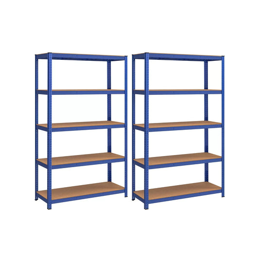 In And OutdoorMatch Stellingkast Kristofer - 60x120x200cm - Set van 2 - Opbergrek - Metaal - 875 kg draagvermogen - 5 Verstelbare lagen storage rack