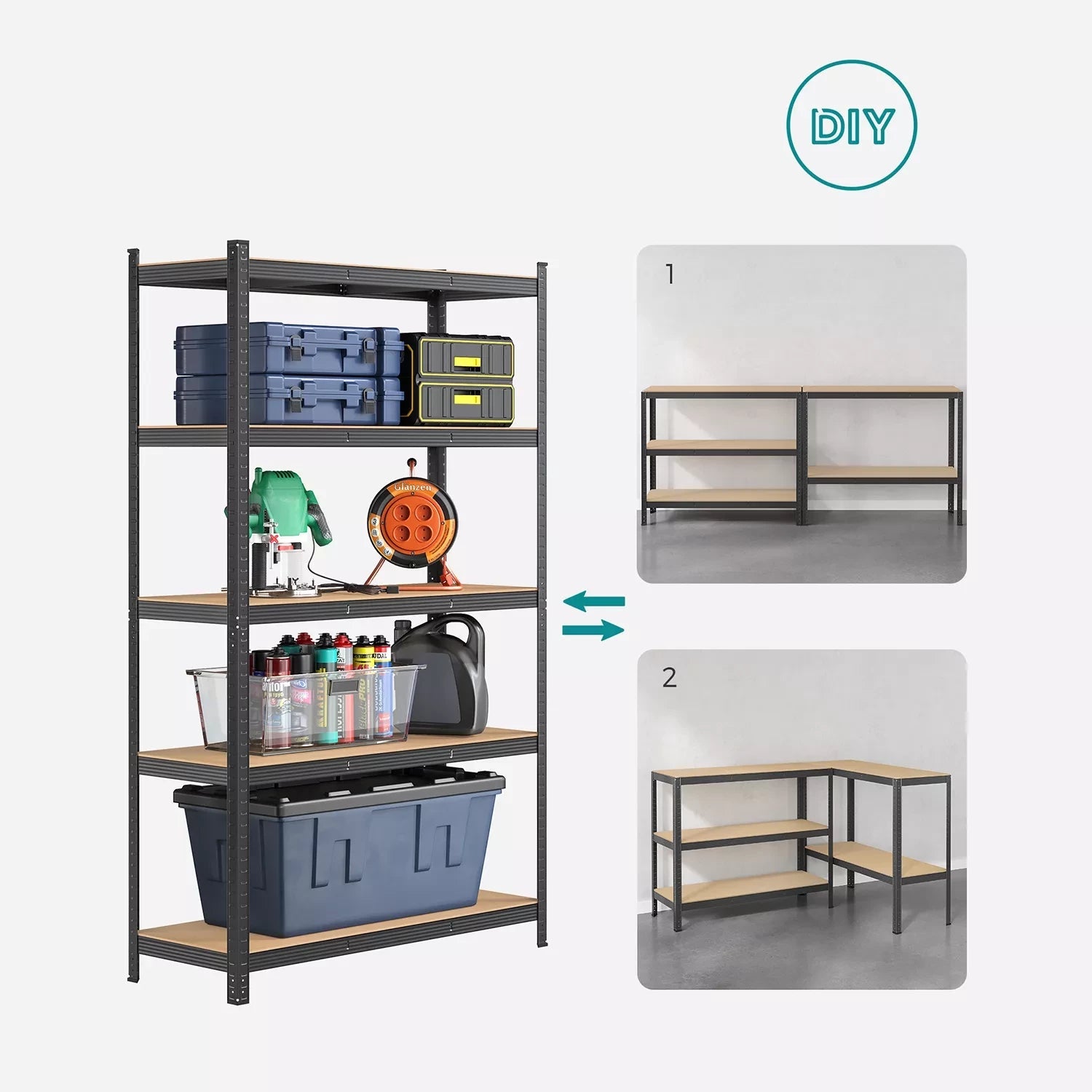 In And OutdoorMatch Stellingkast Pearlie - 60x120x200cm - Opbergrek - Metaal - 875 kg draagvermogen - Verstelbaar storage rack