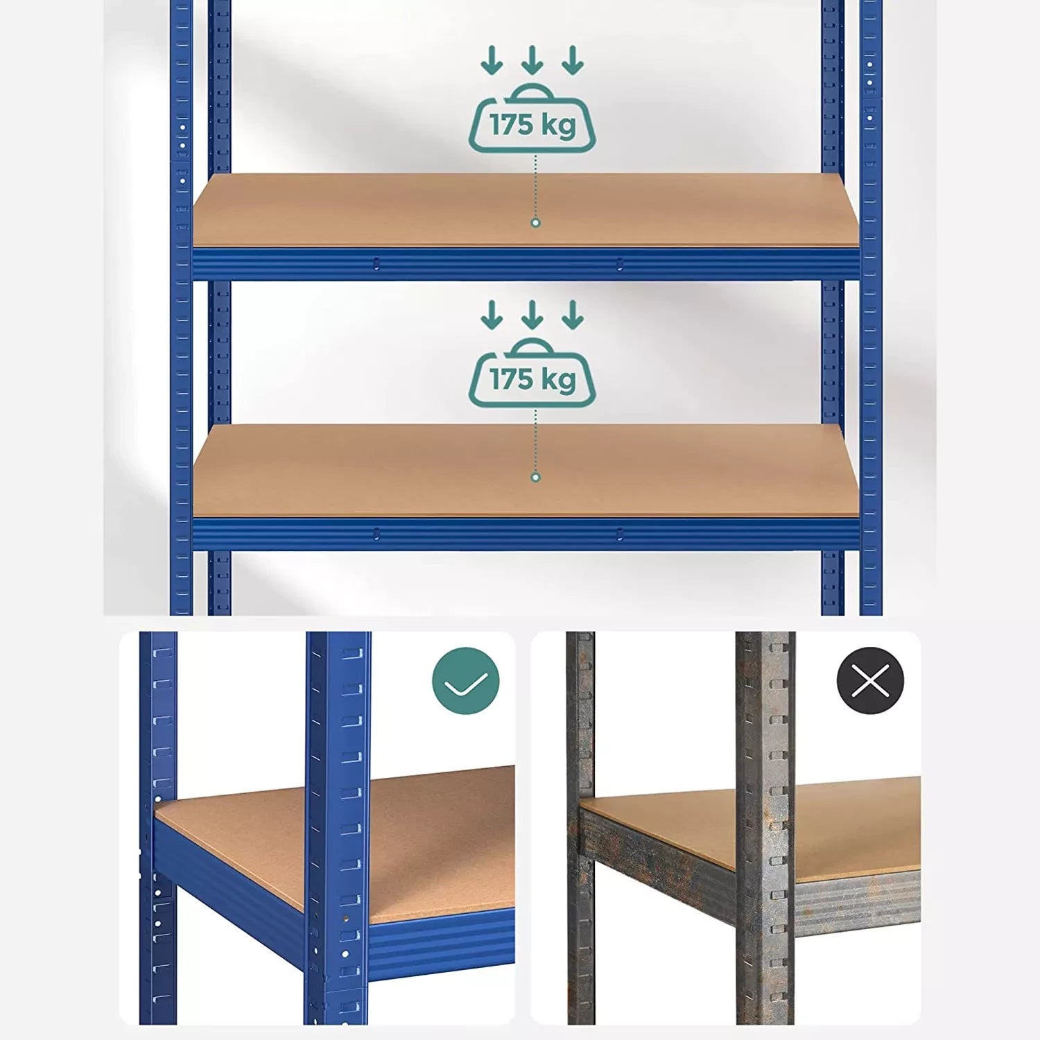 In And OutdoorMatch Stellingkast Sarah - 60x120x200cm - Opbergrek - Metaal - 875 kg draagvermogen - 5 Verstelbare lagen storage rack