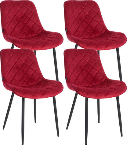 In And OutdoorMatch Stoelen Marlee - Rood - Set van 4 - Fluweel - Hoogwaardige bekleding - Stijlvolle stoelen - Luxe uitstraling Eetkamerstoel