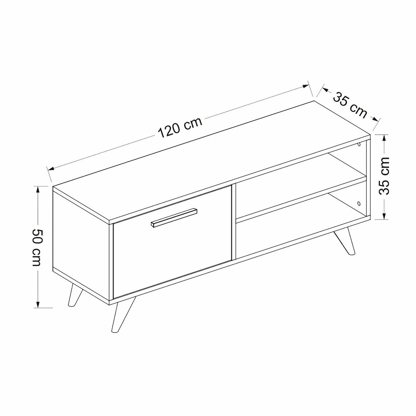 In And OutdoorMatch TV Kast Emmie - 120x35x50 cm - Antraciet en Houtkleurig - Spaanplaat en Kunststof - Modern Design TV-meubel