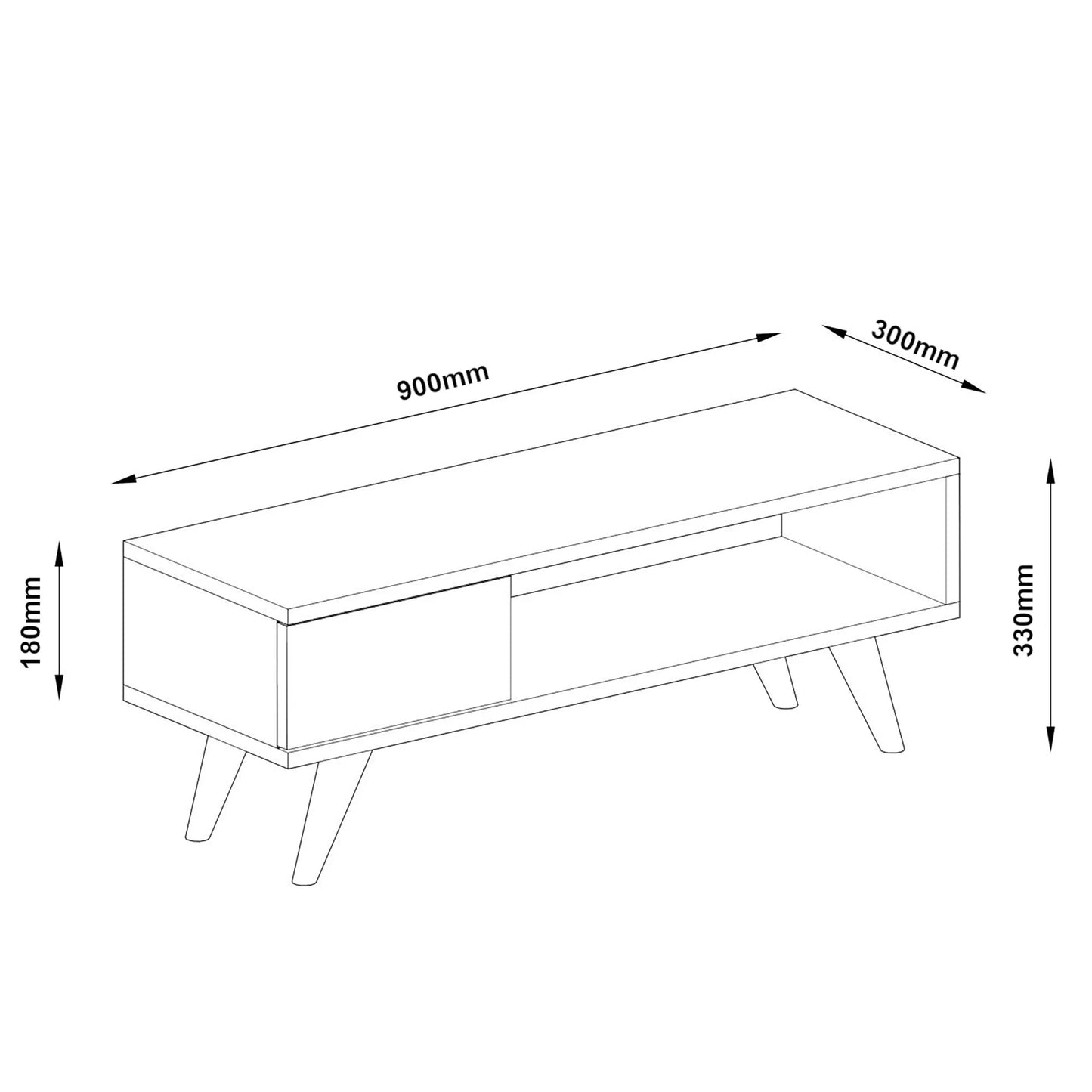 In And OutdoorMatch TV Kast Erna - 90x30x33 cm - Wit - Spaanplaat en Kunststof - Stijlvol Design TV cabinet