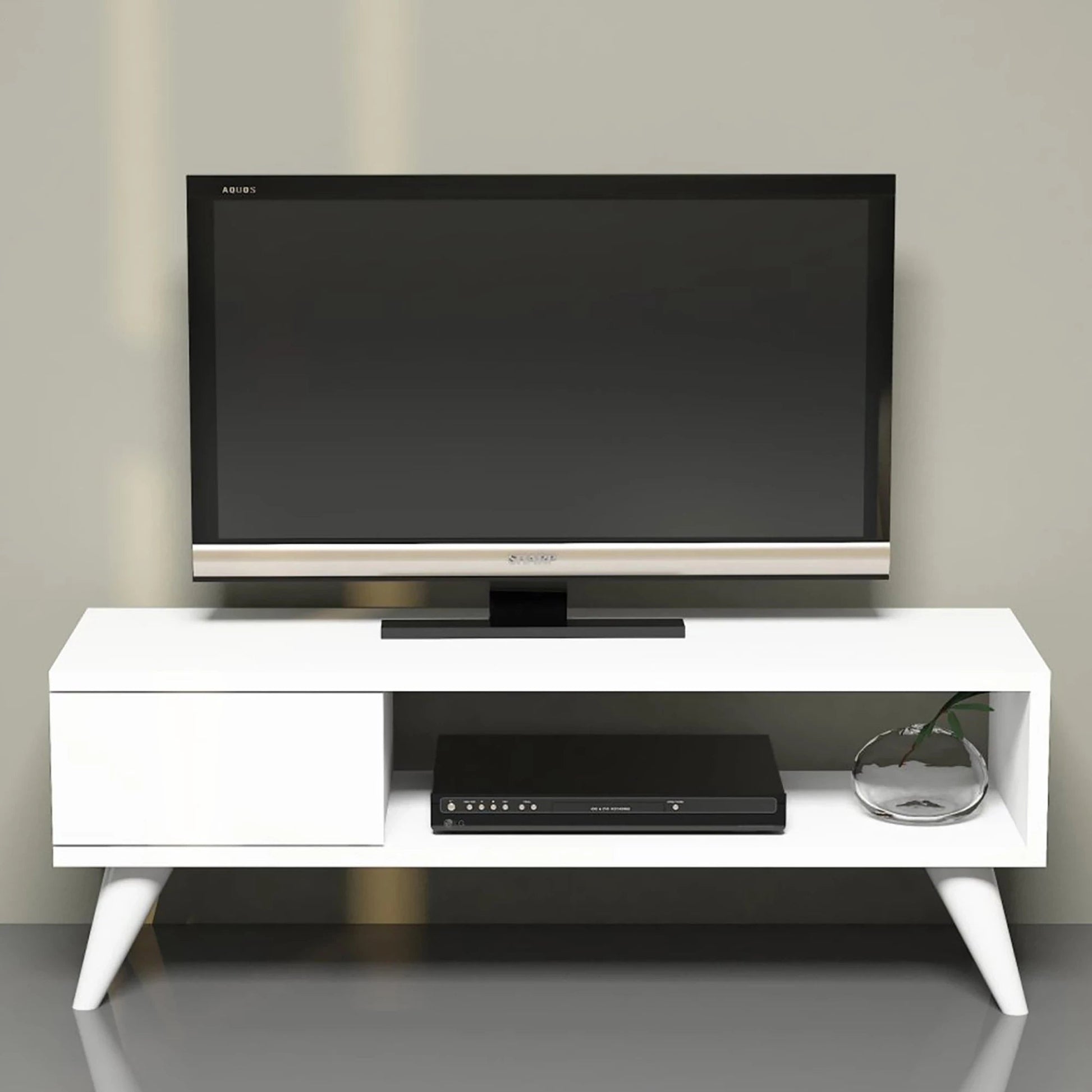 In And OutdoorMatch TV Kast Erna - 90x30x33 cm - Wit - Spaanplaat en Kunststof - Stijlvol Design TV cabinet