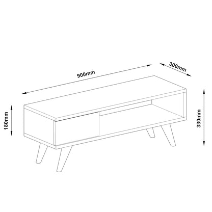 In And OutdoorMatch TV Kast Erna - 90x30x33 cm - Wit - Spaanplaat en Kunststof - Stijlvol Design TV cabinet