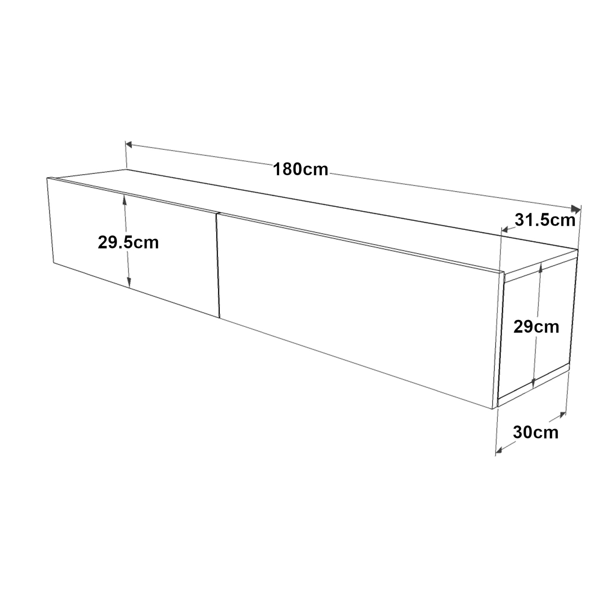 In And OutdoorMatch TV Kast Lenny - TV Meubel - TV meubel - 180x31,5x29,5cm - Houtkleurig en Antraciet - Spaanplaat - Sierkast TV-meubel