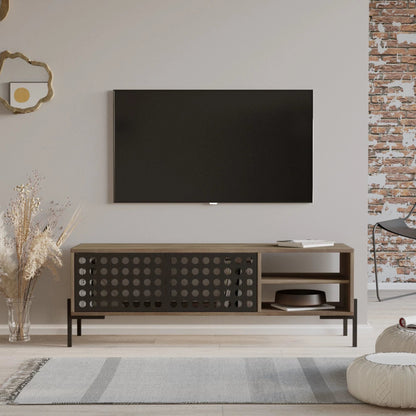 In And OutdoorMatch TV Kast Ocean - TV meubel - TV meubel - 144x40x49cm - eiken grijs en antraciet - 2 opbergvakken - decoratieve kast TV-meubel