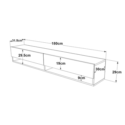 In And OutdoorMatch TV Kast Piera - TV Meubel - TV meubel - 2 Opbergvakken - 180x31,5x29,5cm - Houtkleurig en Antraciet - Sierkast TV-meubel