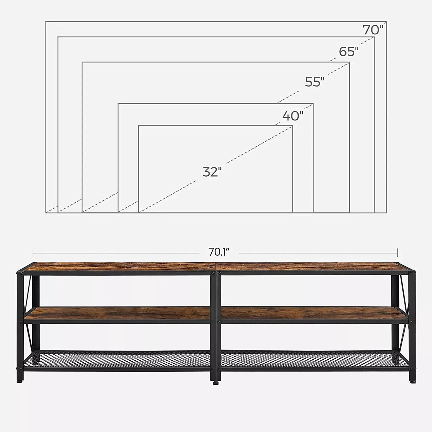 In And OutdoorMatch TV-meubel Otho - Industrieel - Meubelkast - Hout - Bruin - 178x39x52 cm TV-meubel