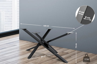 In And OutdoorMatch Tafelpoten Renee - Vierpoots Tafelonderstel - Stalen Tafelpoten - Zwarte Tafelpoten - Industriële Stijl - 160x80x72cm table legs