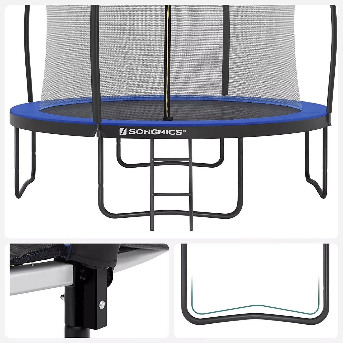 In And OutdoorMatch Trampoline Athena - Met veiligheidsnet & ladder - 305 cm blauw - Rond - Tot 150 kg belasting Trampoline