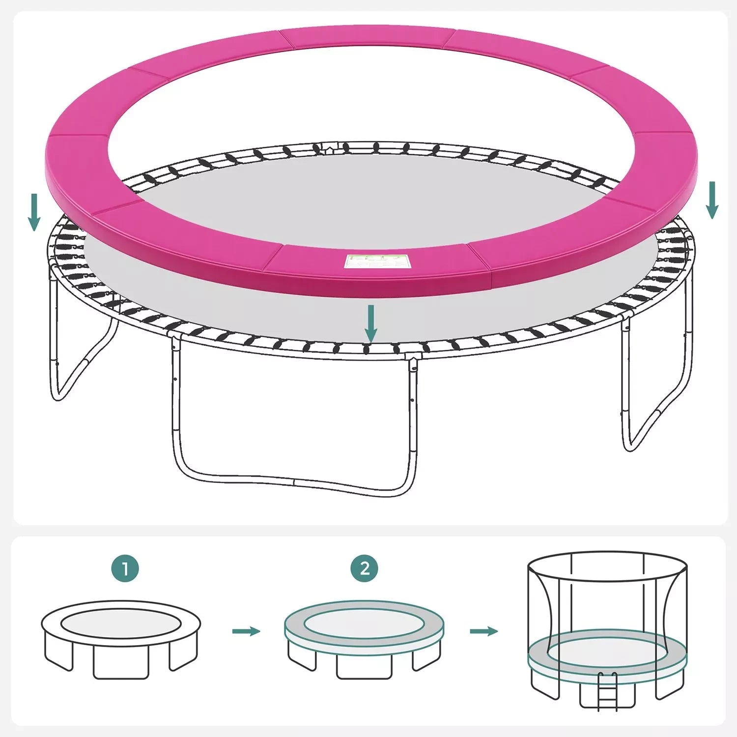 In And OutdoorMatch Trampoline Edge Cover Emely - Spring Cover - Randbescherming - Veiligheidsmat - UV-bestendig - Scheurbestendig - Trampoline-accessoires - Standaardmaat - Roze Trampoline rand