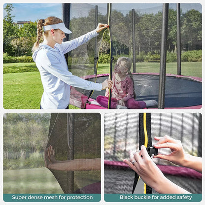 In And OutdoorMatch Trampoline Lela - 366 cm - met veiligheidsnet & ladder - Roze - Rond - Tuin - tot 150 kg belasting Trampoline